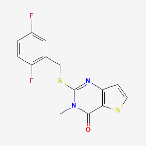 molecular formula C14H10F2N2OS2 B2783259 2-[(2,5-difluorobenzyl)sulfanyl]-3-methylthieno[3,2-d]pyrimidin-4(3H)-one CAS No. 1326874-67-2