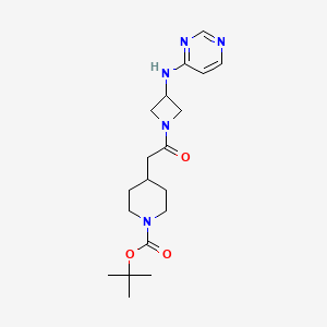 molecular formula C19H29N5O3 B2783264 Tert-butyl 4-(2-oxo-2-{3-[(pyrimidin-4-yl)amino]azetidin-1-yl}ethyl)piperidine-1-carboxylate CAS No. 2097909-39-0