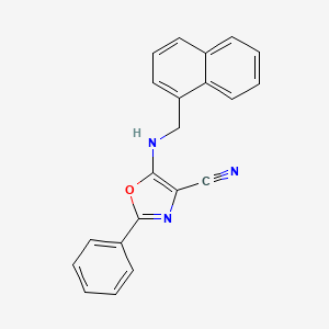 molecular formula C21H15N3O B2783268 5-[(Naphthalen-1-ylmethyl)amino]-2-phenyl-1,3-oxazole-4-carbonitrile CAS No. 1955499-65-6