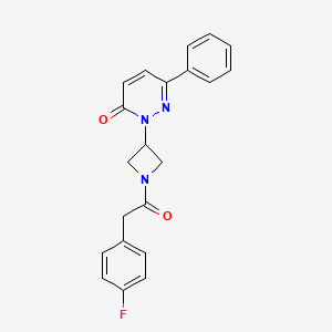 molecular formula C21H18FN3O2 B2783273 2-[1-[2-(4-Fluorophenyl)acetyl]azetidin-3-yl]-6-phenylpyridazin-3-one CAS No. 2380183-69-5