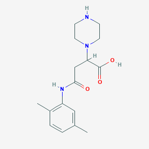 molecular formula C16H23N3O3 B2783276 4-(2,5-Dimethylanilino)-4-oxo-2-piperazin-1-ylbutanoic acid CAS No. 540763-92-6