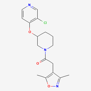 molecular formula C17H20ClN3O3 B2783277 1-(3-((3-Chloropyridin-4-yl)oxy)piperidin-1-yl)-2-(3,5-dimethylisoxazol-4-yl)ethanone CAS No. 2034575-41-0