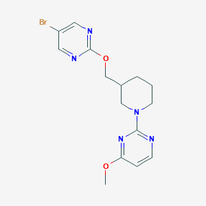 molecular formula C15H18BrN5O2 B2783282 2-[3-[(5-Bromopyrimidin-2-yl)oxymethyl]piperidin-1-yl]-4-methoxypyrimidine CAS No. 2379978-72-8