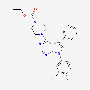 ethyl 4-[7-(3-chloro-4-methylphenyl)-5-phenyl-7H-pyrrolo[2,3-d]pyrimidin-4-yl]piperazine-1-carboxylate