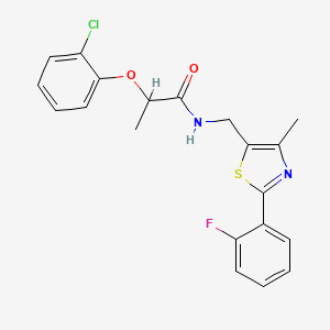 molecular formula C20H18ClFN2O2S B2783287 2-(2-chlorophenoxy)-N-((2-(2-fluorophenyl)-4-methylthiazol-5-yl)methyl)propanamide CAS No. 1421530-61-1