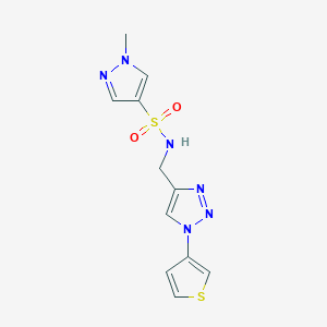 molecular formula C11H12N6O2S2 B2783297 1-甲基-N-((1-(噻吩-3-基)-1H-1,2,3-三唑-4-基)甲基)-1H-吡唑-4-磺酰胺 CAS No. 2034312-95-1