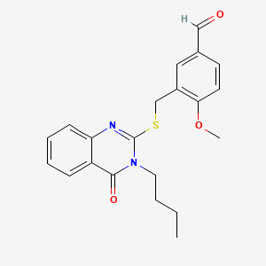 molecular formula C21H22N2O3S B2783299 3-[(3-Butyl-4-oxoquinazolin-2-yl)sulfanylmethyl]-4-methoxybenzaldehyde CAS No. 1147638-70-7