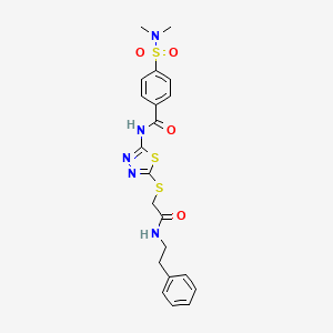 molecular formula C21H23N5O4S3 B2783300 4-(N,N-dimethylsulfamoyl)-N-(5-((2-oxo-2-(phenethylamino)ethyl)thio)-1,3,4-thiadiazol-2-yl)benzamide CAS No. 896031-94-0