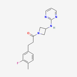 molecular formula C17H19FN4O B2783302 3-(3-Fluoro-4-methylphenyl)-1-(3-(pyrimidin-2-ylamino)azetidin-1-yl)propan-1-one CAS No. 2034302-73-1