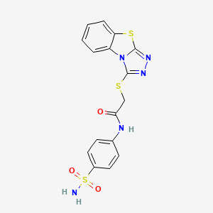 N-(4-sulfamoylphenyl)-2-{7-thia-2,4,5-triazatricyclo[6.4.0.0^{2,6}]dodeca-1(8),3,5,9,11-pentaen-3-ylsulfanyl}acetamide