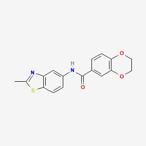 molecular formula C17H14N2O3S B2783319 N-(2-methylbenzo[d]thiazol-5-yl)-2,3-dihydrobenzo[b][1,4]dioxine-6-carboxamide CAS No. 477554-51-1