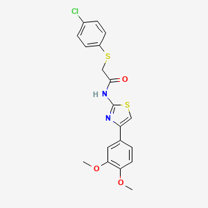 molecular formula C19H17ClN2O3S2 B2783328 2-(4-氯苯基)硫醚-N-[4-(3,4-二甲氧基苯基)-1,3-噻唑-2-基]乙酰胺 CAS No. 864936-44-7