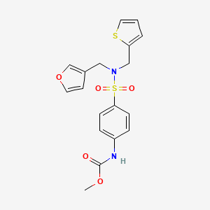 molecular formula C18H18N2O5S2 B2783350 methyl (4-(N-(furan-3-ylmethyl)-N-(thiophen-2-ylmethyl)sulfamoyl)phenyl)carbamate CAS No. 1797802-97-1
