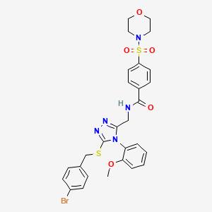 molecular formula C28H28BrN5O5S2 B2783352 N-[[5-[(4-bromophenyl)methylsulfanyl]-4-(2-methoxyphenyl)-1,2,4-triazol-3-yl]methyl]-4-morpholin-4-ylsulfonylbenzamide CAS No. 392684-37-6