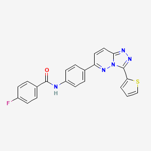 molecular formula C22H14FN5OS B2783359 4-fluoro-N-(4-(3-(thiophen-2-yl)-[1,2,4]triazolo[4,3-b]pyridazin-6-yl)phenyl)benzamide CAS No. 891099-41-5
