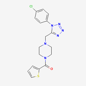 molecular formula C17H17ClN6OS B2783361 (4-((1-(4-chlorophenyl)-1H-tetrazol-5-yl)methyl)piperazin-1-yl)(thiophen-2-yl)methanone CAS No. 1049457-43-3