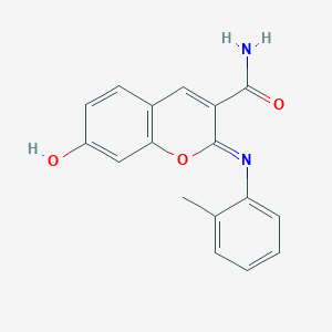 molecular formula C17H14N2O3 B2783364 (2Z)-7-hydroxy-2-[(2-methylphenyl)imino]-2H-chromene-3-carboxamide CAS No. 915372-51-9
