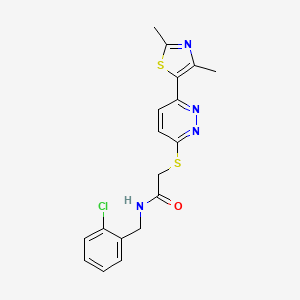 molecular formula C18H17ClN4OS2 B2783368 N-(2-chlorobenzyl)-2-((6-(2,4-dimethylthiazol-5-yl)pyridazin-3-yl)thio)acetamide CAS No. 894010-65-2