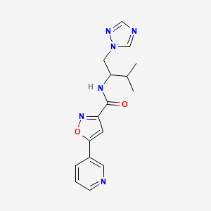 molecular formula C16H18N6O2 B2783375 N-(3-methyl-1-(1H-1,2,4-triazol-1-yl)butan-2-yl)-5-(pyridin-3-yl)isoxazole-3-carboxamide CAS No. 2034561-41-4