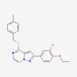 molecular formula C22H20ClN3OS B2783377 2-(3-Chloro-4-ethoxyphenyl)-4-[(4-methylbenzyl)thio]pyrazolo[1,5-a]pyrazine CAS No. 1105240-58-1