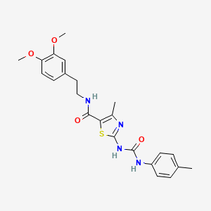 molecular formula C23H26N4O4S B2783384 N-(3,4-dimethoxyphenethyl)-4-methyl-2-(3-(p-tolyl)ureido)thiazole-5-carboxamide CAS No. 941916-36-5