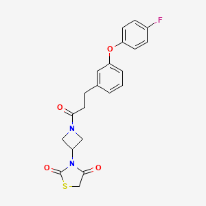molecular formula C21H19FN2O4S B2783394 3-(1-(3-(3-(4-Fluorophenoxy)phenyl)propanoyl)azetidin-3-yl)thiazolidine-2,4-dione CAS No. 2034270-64-7