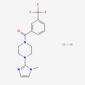 molecular formula C16H18ClF3N4O B2783398 (4-(1-甲基-1H-咪唑-2-基)哌嗪-1-基)(3-(三氟甲基)苯基)甲酮盐酸盐 CAS No. 1185100-15-5