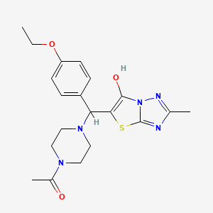 molecular formula C20H25N5O3S B2783411 1-(4-((4-乙氧苯基)(6-羟基-2-甲基噻唑并[3,2-b][1,2,4]三唑-5-基)甲基哌嗪-1-基)乙酮 CAS No. 869344-50-3