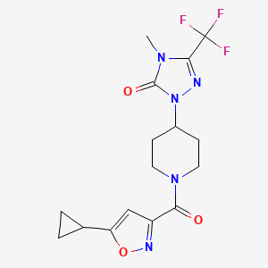 molecular formula C16H18F3N5O3 B2783412 1-(1-(5-cyclopropylisoxazole-3-carbonyl)piperidin-4-yl)-4-methyl-3-(trifluoromethyl)-1H-1,2,4-triazol-5(4H)-one CAS No. 2034602-10-1