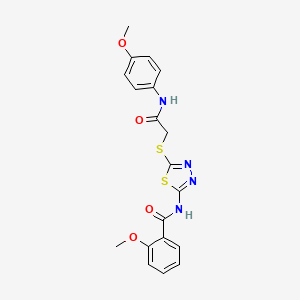 molecular formula C19H18N4O4S2 B2783415 2-methoxy-N-(5-((2-((4-methoxyphenyl)amino)-2-oxoethyl)thio)-1,3,4-thiadiazol-2-yl)benzamide CAS No. 392293-73-1