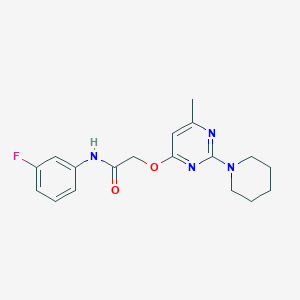 molecular formula C18H21FN4O2 B2783418 N-(3-fluorophenyl)-2-((6-methyl-2-(piperidin-1-yl)pyrimidin-4-yl)oxy)acetamide CAS No. 1031961-49-5