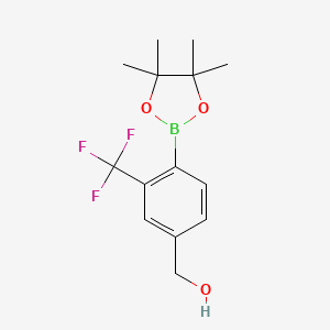 molecular formula C14H18BF3O3 B2783420 4-Hydroxymethyl-2-(trifluoromethyl)phenylboronic acid pinacol ester CAS No. 2377611-99-7