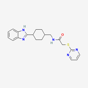 molecular formula C20H23N5OS B2783428 N-((4-(1H-benzo[d]imidazol-2-yl)cyclohexyl)methyl)-2-(pyrimidin-2-ylthio)acetamide CAS No. 1207054-45-2
