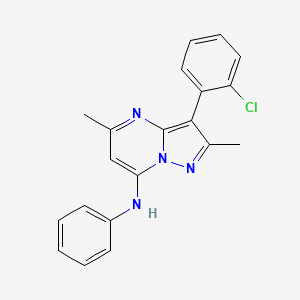 molecular formula C20H17ClN4 B2783432 3-(2-氯苯基)-2,5-二甲基-N-苯基吡唑并[1,5-a]吡咯啉-7-胺 CAS No. 890632-58-3