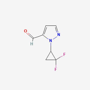 molecular formula C7H6F2N2O B2783436 1-(2,2-Difluorocyclopropyl)-1H-pyrazole-5-carbaldehyde CAS No. 2193066-66-7