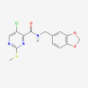molecular formula C14H12ClN3O3S B2783439 N-(1,3-benzodioxol-5-ylmethyl)-5-chloro-2-methylsulfanylpyrimidine-4-carboxamide CAS No. 835887-67-7