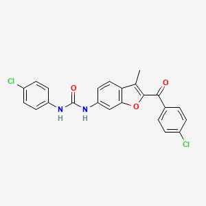 molecular formula C23H16Cl2N2O3 B2783440 1-(2-(4-Chlorobenzoyl)-3-methylbenzofuran-6-yl)-3-(4-chlorophenyl)urea CAS No. 923123-38-0