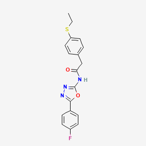 molecular formula C18H16FN3O2S B2783462 2-(4-ethylsulfanylphenyl)-N-[5-(4-fluorophenyl)-1,3,4-oxadiazol-2-yl]acetamide CAS No. 942008-11-9
