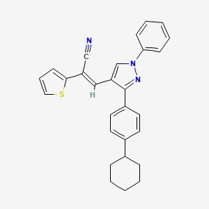 (E)-3-[3-(4-cyclohexylphenyl)-1-phenylpyrazol-4-yl]-2-thiophen-2-ylprop-2-enenitrile