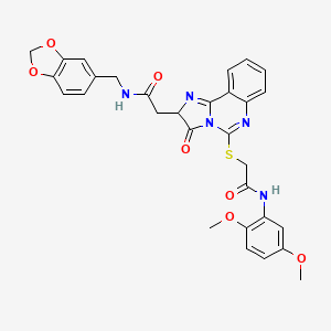 2-[(2-{2-[(1,3-benzodioxol-5-ylmethyl)amino]-2-oxoethyl}-3-oxo-2,3-dihydroimidazo[1,2-c]quinazolin-5-yl)thio]-N-(2,5-dimethoxyphenyl)acetamide