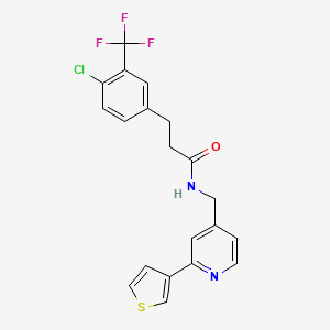 3-(4-chloro-3-(trifluoromethyl)phenyl)-N-((2-(thiophen-3-yl)pyridin-4-yl)methyl)propanamide