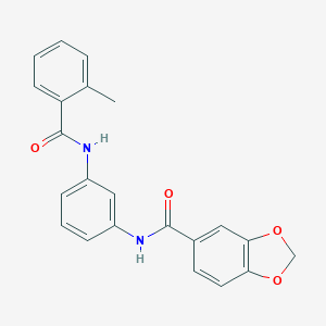 molecular formula C22H18N2O4 B278354 N-{3-[(2-methylbenzoyl)amino]phenyl}-1,3-benzodioxole-5-carboxamide 
