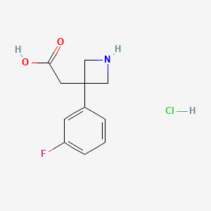 molecular formula C11H13ClFNO2 B2783545 2-[3-(3-Fluorophenyl)azetidin-3-yl]acetic acid;hydrochloride CAS No. 2580231-69-0