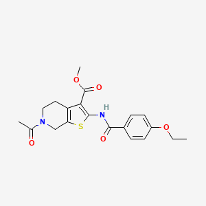 molecular formula C20H22N2O5S B2783550 methyl 6-acetyl-2-[(4-ethoxybenzoyl)amino]-5,7-dihydro-4H-thieno[2,3-c]pyridine-3-carboxylate CAS No. 921109-37-7