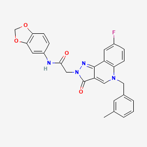 molecular formula C27H21FN4O4 B2783560 N-1,3-benzodioxol-5-yl-2-[8-fluoro-5-(3-methylbenzyl)-3-oxo-3,5-dihydro-2H-pyrazolo[4,3-c]quinolin-2-yl]acetamide CAS No. 931929-27-0