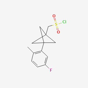 molecular formula C13H14ClFO2S B2783582 [3-(5-Fluoro-2-methylphenyl)-1-bicyclo[1.1.1]pentanyl]methanesulfonyl chloride CAS No. 2287314-09-2