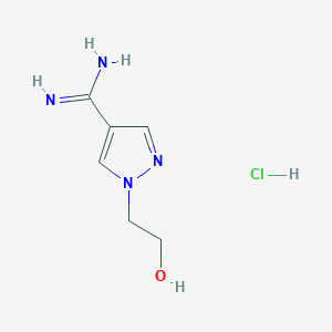 molecular formula C6H11ClN4O B2783589 1-(2-Hydroxyethyl)-1H-pyrazole-4-carboximidamide hydrochloride CAS No. 2193060-67-0