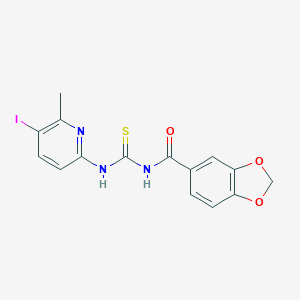 molecular formula C15H12IN3O3S B278359 N-(1,3-benzodioxol-5-ylcarbonyl)-N'-(5-iodo-6-methyl-2-pyridinyl)thiourea 