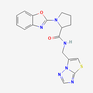 1-(benzo[d]oxazol-2-yl)-N-(thiazolo[3,2-b][1,2,4]triazol-6-ylmethyl)pyrrolidine-2-carboxamide