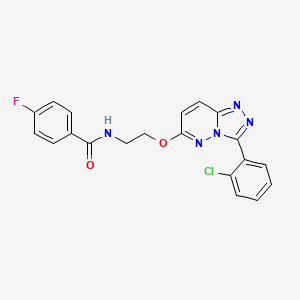 molecular formula C20H15ClFN5O2 B2783597 N-(2-((3-(2-chlorophenyl)-[1,2,4]triazolo[4,3-b]pyridazin-6-yl)oxy)ethyl)-4-fluorobenzamide CAS No. 1021125-45-0